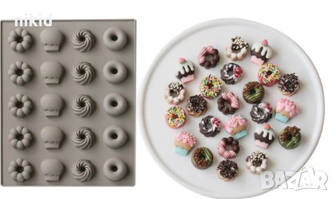 кексче поничка мъфин силиконов молд форма желирани бонбони лед фондан шоколад, снимка 1
