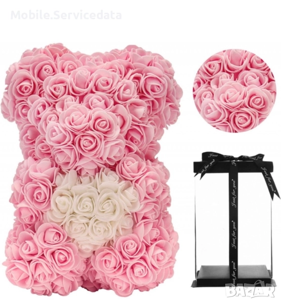 Плюшено мече от дунапренени рози, снимка 1