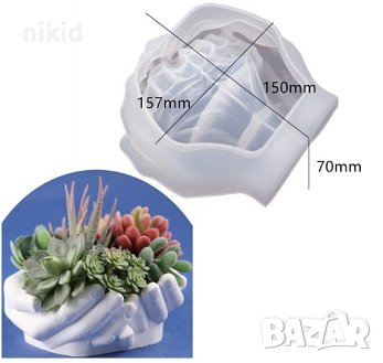 3d Грамадни шепи ръце силиконов молд форма калъп декор гипс смола пепелник кашпа шепа, снимка 1