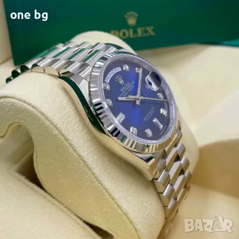 Rolex Day Date President Silver Blue 36 mm , снимка 3 - Луксозни - 48298012
