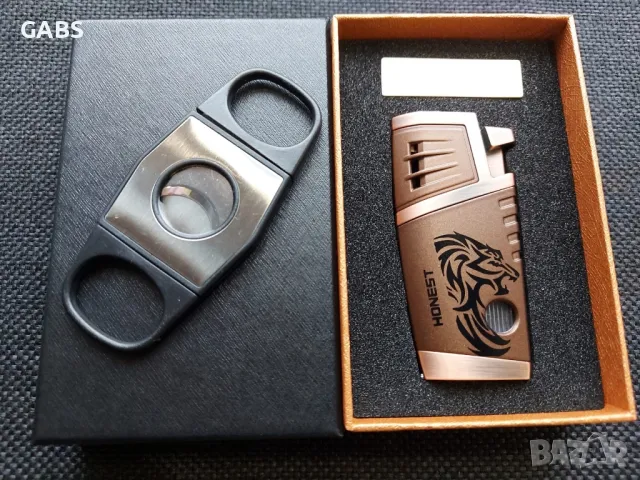 Луксозна запалка за пури с подарък резачка ПРОМО ЦЕНА, снимка 3 - Запалки - 50362396