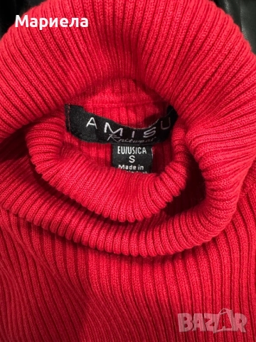 Amisu дамски червен пуловер, снимка 2 - Блузи с дълъг ръкав и пуловери - 51945473