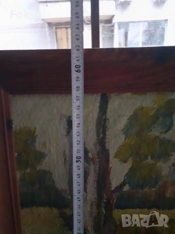 Стара майсторска българска картина масло платно канава рамка, снимка 7 - Антикварни и старинни предмети - 52877859