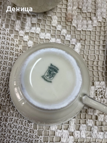 Schumann и любима декорация💙 Слонова кост, двоен син кант, а помежду им нежен релеф , снимка 15 - Сервизи - 51638056