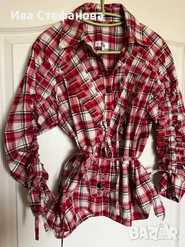 Риза от премиум кукленска памук кокетна кукленска  карирана каре Mon Cher Мон Шер , снимка 7 - Ризи - 47322395