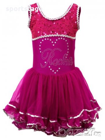 Детско трико с широки презрамки и поличка с пайети. Предназначено за спортни, латино и мажоретни тан, снимка 2 - Детски рокли и поли - 31725078