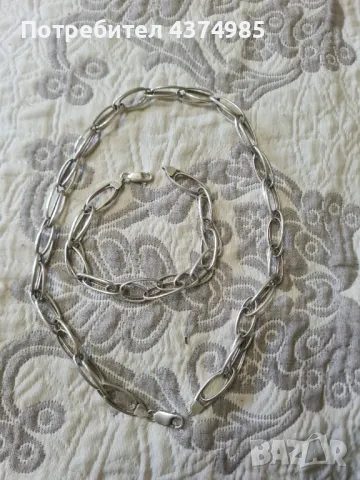 Сребърен синджир и гривна комплект 925, снимка 1
