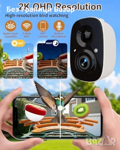 Нова Хранилка с камера за наблюдение на птици 2K, водоустойчива и умна, снимка 3 - IP камери - 52698645