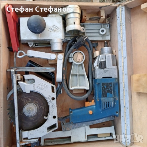 комплект в куфар от времето на бай Тошо дрелка циркуляр ренде струг за дърво