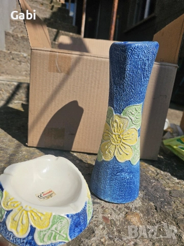Арт керамичен комплект: Ваза и пепелник – „Алфа Дизайн“, снимка 2 - Антикварни и старинни предмети - 53900214