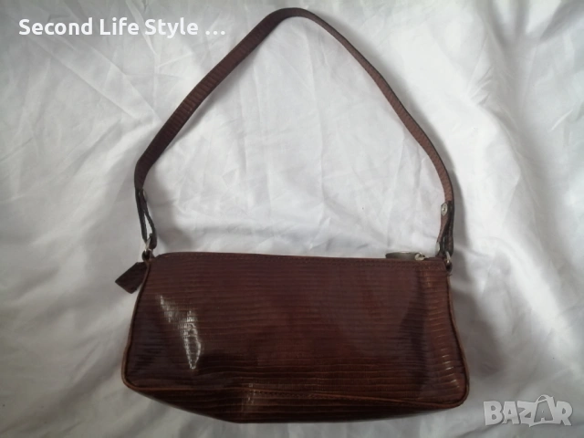 Винтидж италианска чанта за рамо от естествена кожа в кафяв цвят CIAMPI, снимка 4 - Чанти - 54097212