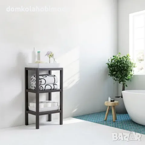 Етажерка с 3 етажа, Пластмаса, до 60 кг. Черен дървен ефект 38x29x73,5 см, снимка 3 - Други - 47566567