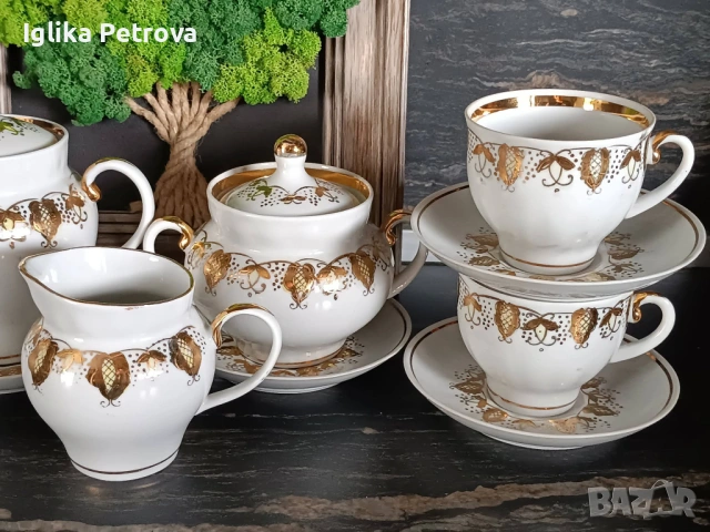 Руски сервиз - Златна дантела, снимка 10 - Антикварни и старинни предмети - 54167025
