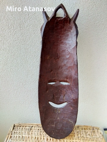Много голяма 67 см. Африканска дървена маска, снимка 3 - Антикварни и старинни предмети - 53916230