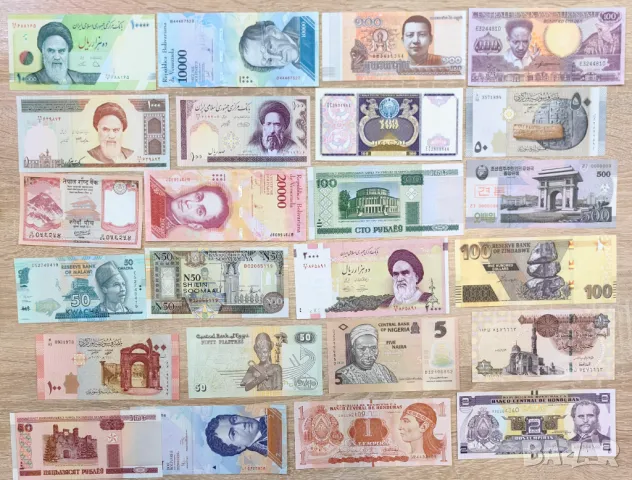 Колекция от 103 броя банкноти UNC - без повтарящи се, снимка 2 - Нумизматика и бонистика - 50351974