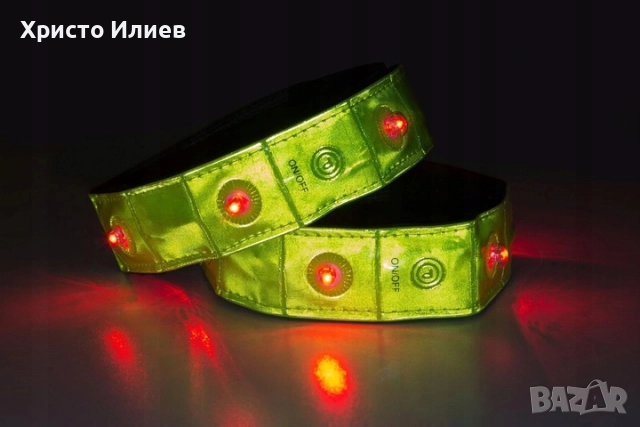 Светлоотразителна лента led светеща сигнална лента за ръка 2бр, снимка 3 - Спортна екипировка - 52940089