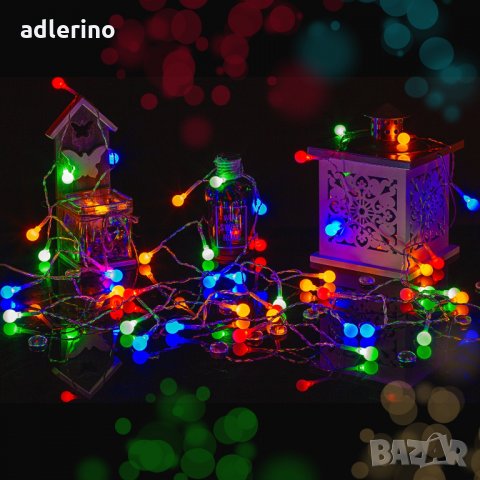 50 LED парти лампички, 4 цветни, трафо, дистанционно, Коледна декорация, нощно осветление, снимка 5 - Лед осветление - 34447569