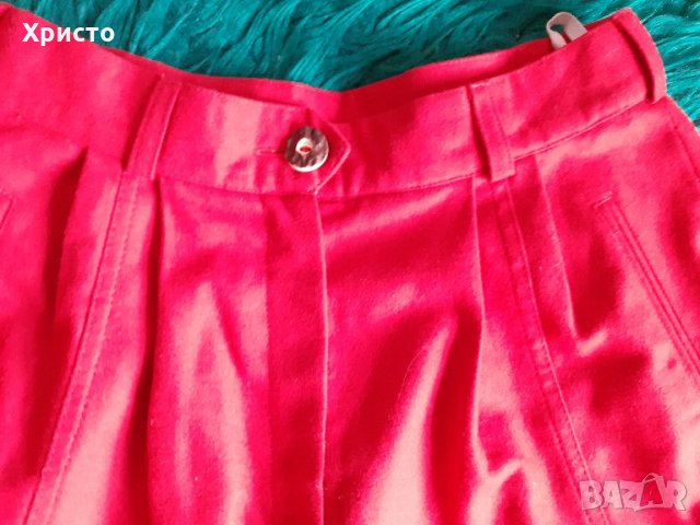 панталон пола дамски плътен зимен червен, мек качествен, снимка 2 - Панталони - 31675050