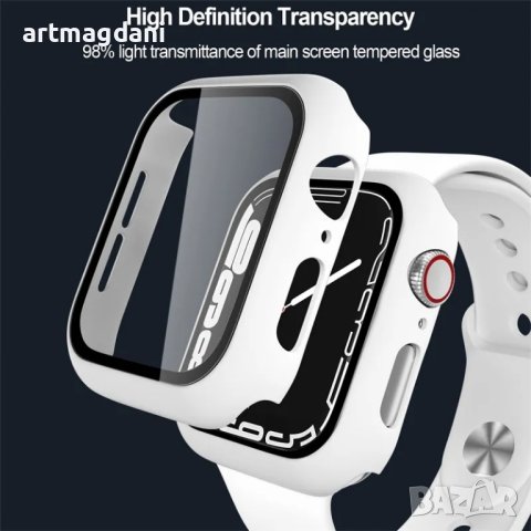 360 кейс с протектор за дисплея на Apple Watch 45mm – сребрист, снимка 2 - Аксесоари за Apple - 42517882