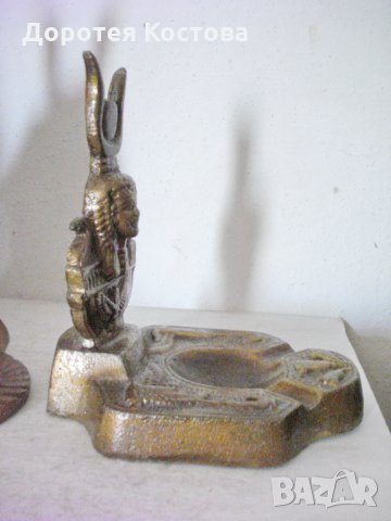 Стар бронзов пепелник Египет, снимка 4 - Антикварни и старинни предмети - 29286511