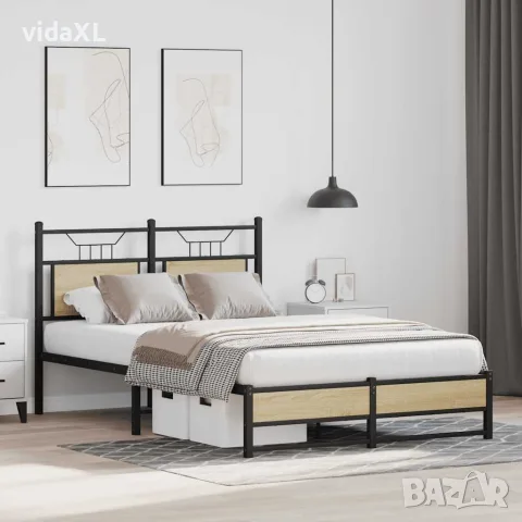vidaXL Рамка за легло без матрак сонома дъб 120x200 см инженерно дърво, снимка 5 - Спални и легла - 56147573