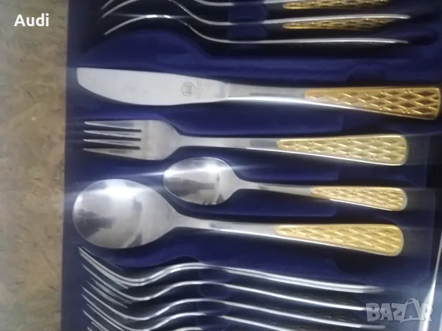 Комплект прибори за хранене 24 карата златно покритие 70 броя  Olympia 23/34  KARAT  HARTVERGOLDET К, снимка 5 - Прибори за хранене, готвене и сервиране - 49137874