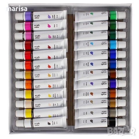 Акрилни бои в тубички 12мл Prima Art, 24 цвята Код: 484975, снимка 2 - Ученически пособия, канцеларски материали - 37482312
