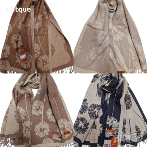 Елегантен дамски шал в различни цветове и с принт на глухарчета, снимка 2 - Шалове - 52832158