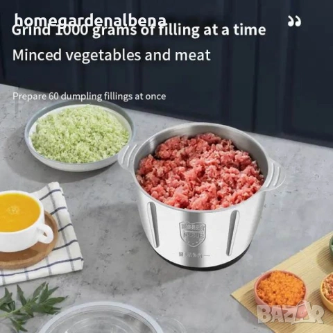 Мощен Електрически Чопър 3L | 800W | Неръждаема Стомана, снимка 3 - Чопъри и пасатори - 54209301