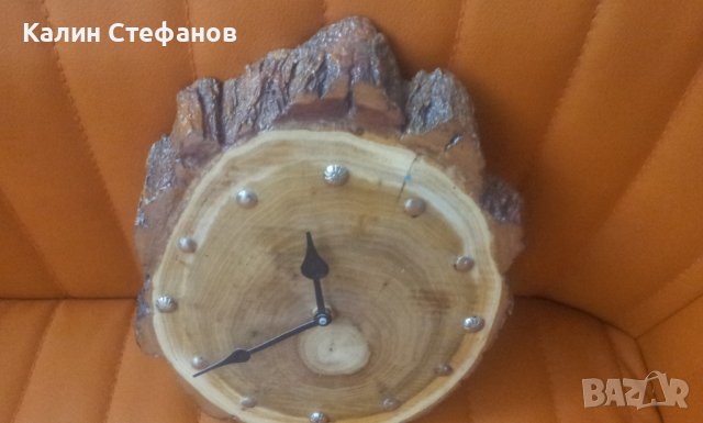 Стенен часовник, от резен на пън, дървен, снимка 3 - Стенни часовници - 38219983