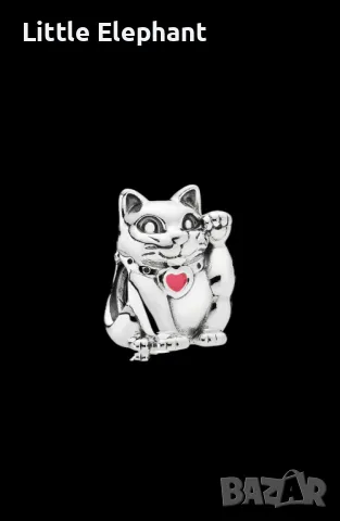 Елемент Пандора котенце"Lucky cat",колекция"Animals"/нов, снимка 1