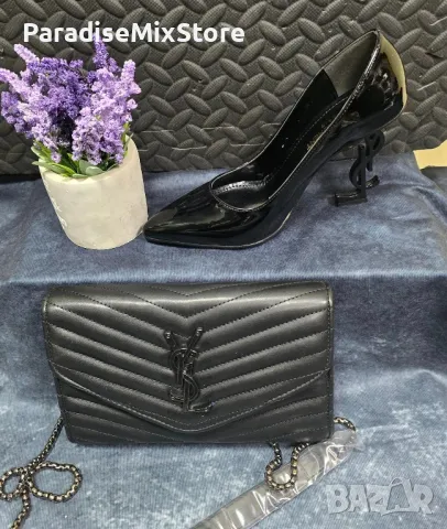 Дамски комплект обувки и чанта YSL Реплика ААА+ номера 36-40, снимка 2 - Дамски обувки на ток - 47301193