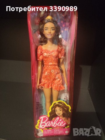 Barbie Fashionistas 182 Кукла Барби Фешънистас 182 с дълга коса и оранжева рокля, снимка 3 - Кукли - 38792284