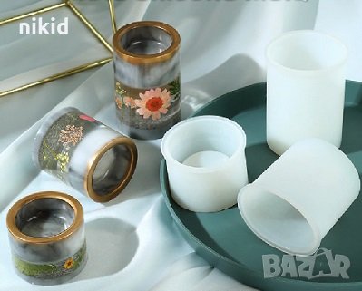 Висок цилиндър с вдлъбнатина силиконов молд форма калъп за свещи гипс сапун смола свещ саксия