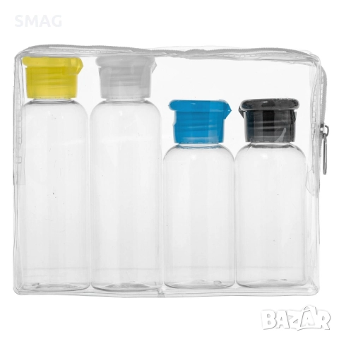 Комплект прозрачни цветни бутилки за пътуване 100 мл – 3 броя_1232495, снимка 2 - Други - 52329174