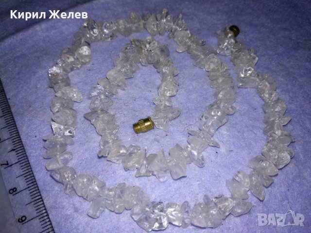 НАТУРАЛЕН ЧИСТ ПЛАНИНСКИ КРИСТАЛ - БЛЕСТЯЩО КРАСИВО КОЛИЕ с БРОНЗОВА на ВИНТ ЗАКОПЧАЛКА 34628