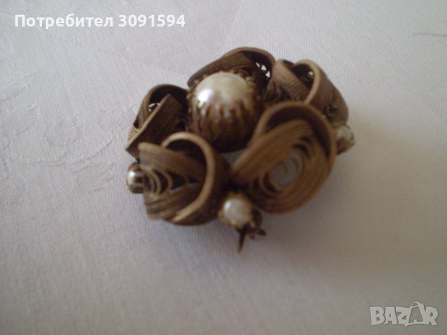 Винтидж  брошка с перли, снимка 4 - Антикварни и старинни предмети - 39712919