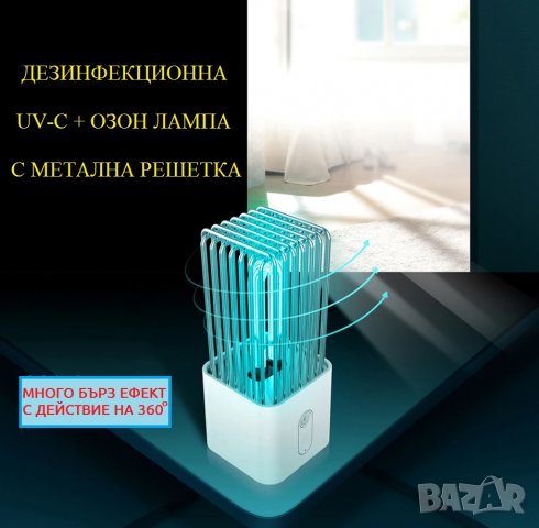 АНТИБАКТЕРИАЛНА Лампа с Метална Решетка и UV-C + Озон светлина - Разпродажба със 70% Намаление, снимка 5 - Друга електроника - 29402662