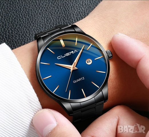 Модерен мъжки часовник стилен стрелки метална каишка различни цветове, снимка 12 - Мъжки - 37374528