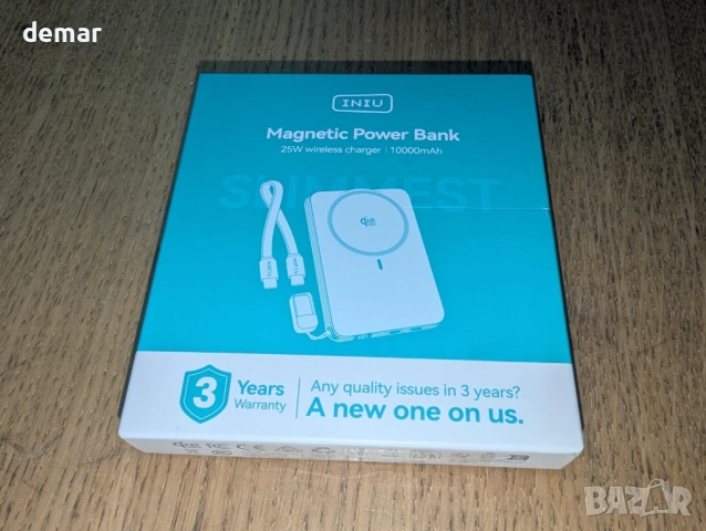 Магнитна външна батерия INIU за MagSafe, 25W Qi2.2 10000mAh, 45W PD, синя, снимка 9 - Външни батерии - 54048581