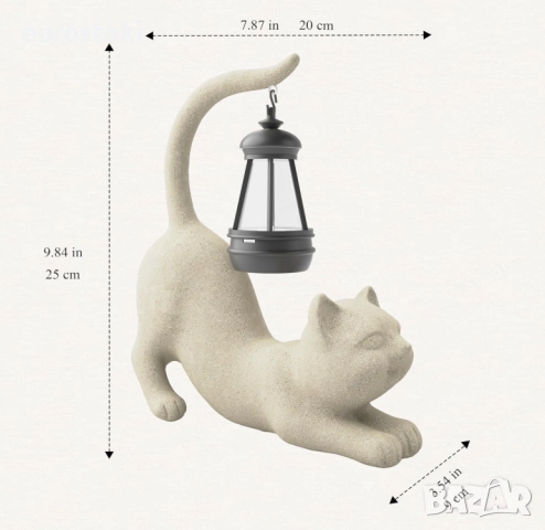 Декоративна статуя Котка със соларно фенерче, градинска фигурка от смола, декорация за дом/градина, снимка 6 - Градински мебели, декорация  - 52484888