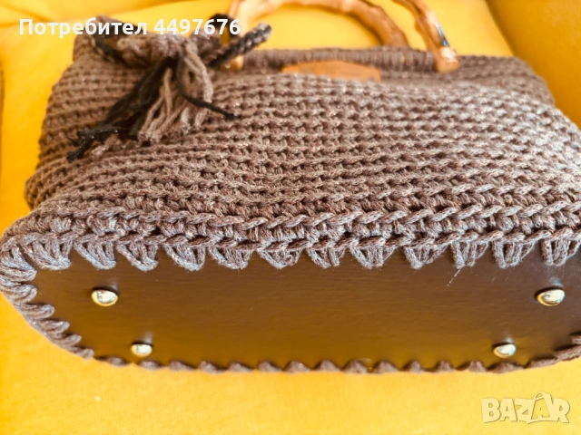 ръчно изплетена дамска чанта на една кука с хастар, снимка 2 - Чанти - 54205067