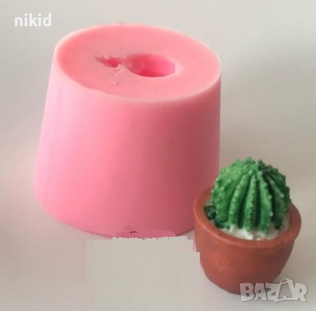 3d Мини нисък кактус кактусче в саксия силиконов молд форма фондан гипс смола свещ шоколад