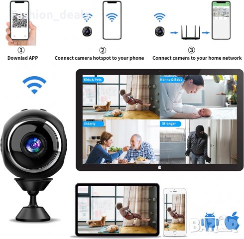 Нова Шпионска мини скрита камера за сигурност / наблюдение 1080P HD, снимка 4 - HD камери - 38322791