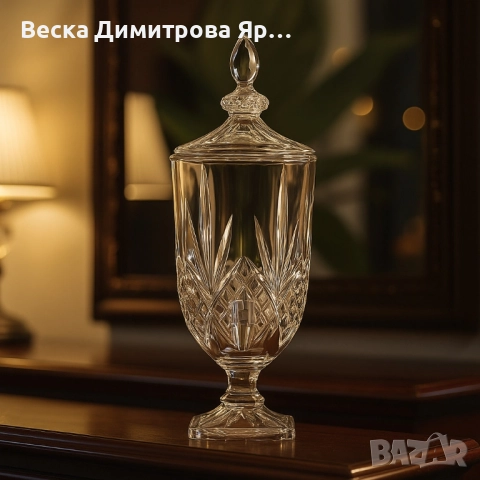 Луксозен стъклен диспенсър за сок и напитки 3L с капак и кранче, снимка 7 - Други - 51821381