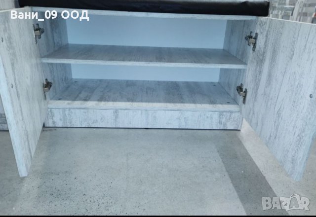 Шкаф за обувки с тапицирана седалка от еко кожа, снимка 4 - Шкафове - 36624283
