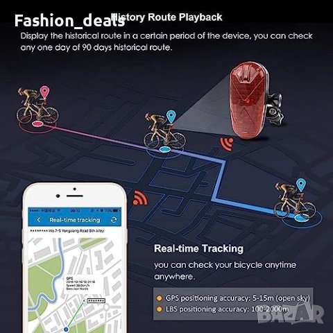Нов Велосипеден GPS тракер с LED светлина 1800mAh Водоустойчив, снимка 4 - Аксесоари за велосипеди - 42494399