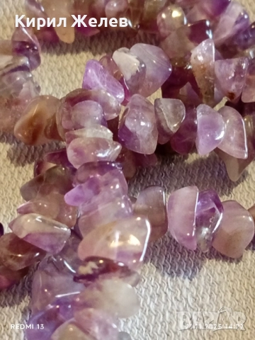 КОЛИЕ от АМЕТИСТ с ЧИПС от ЕСТЕСТВЕНИ КАМЪНИ в ВИОЛЕТОВ ЦВЯТ 52182, снимка 5 - Колиета, медальони, синджири - 52492996