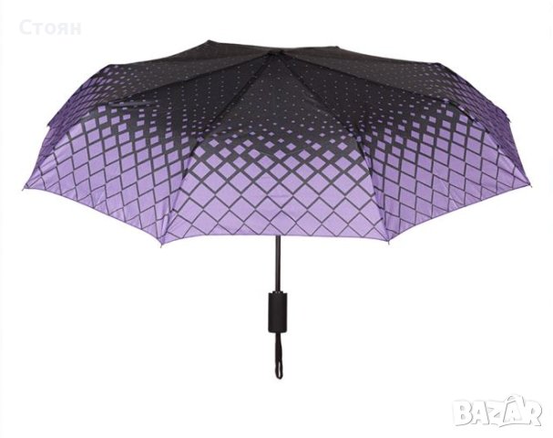 Автоматичен сгъваем чадър за дъжд с черен лилав диамант 29 см, снимка 2 - Други - 42876460