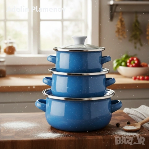 Комплект от 3 тенджери - 16см, 18см, 20см, снимка 4 - Съдове за готвене - 53316770